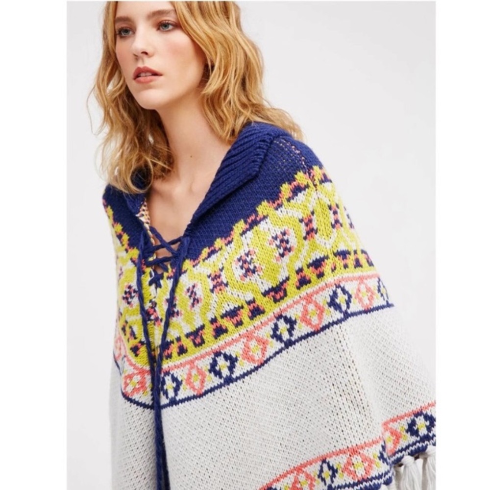 Free People High Life Fair Isle Poncho Sweater - Picture 2 of 5